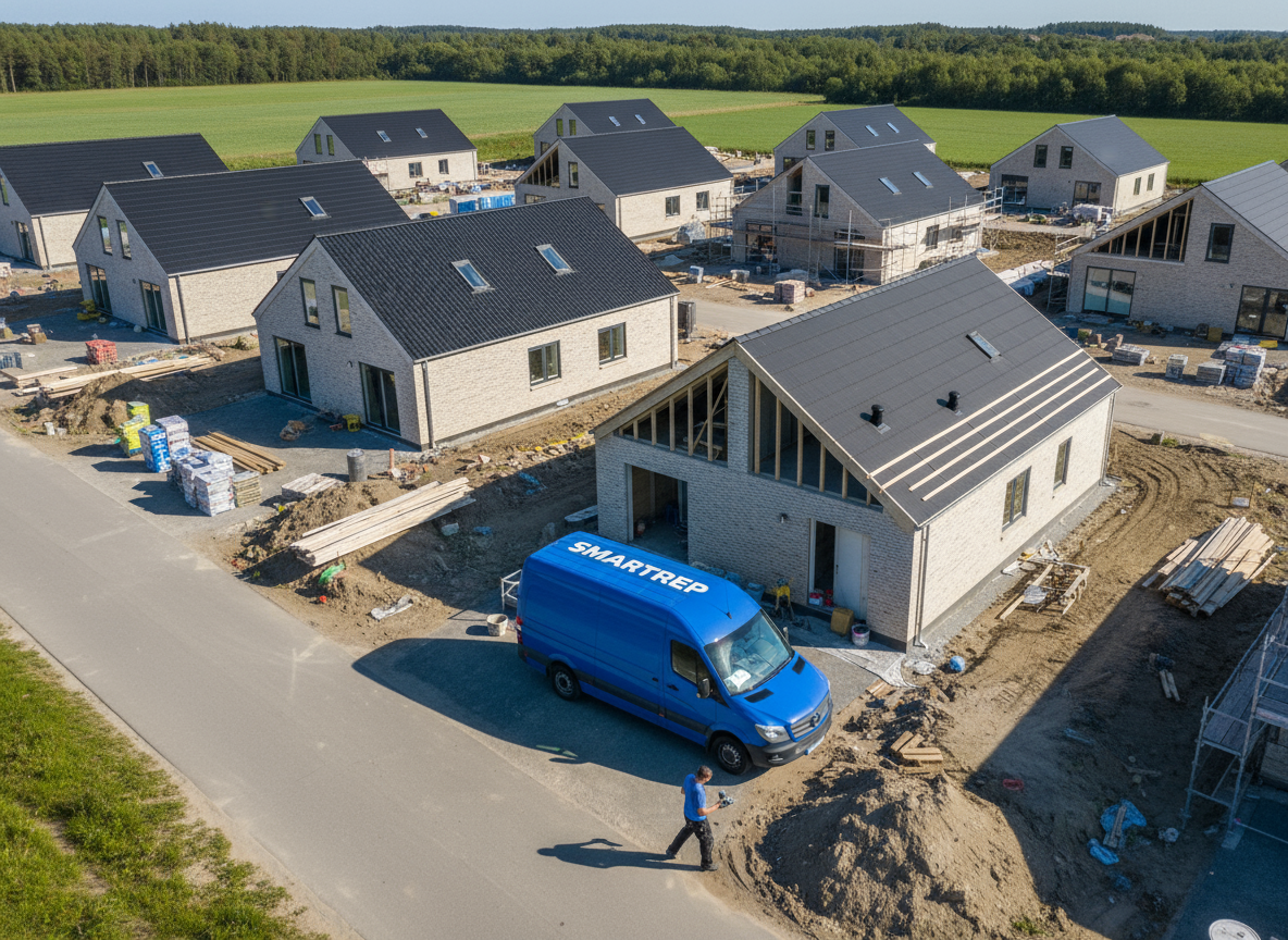 SPOTREP van på moderne nybygget kvarter med flere huse